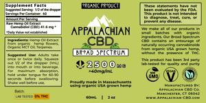 2500mg CBD Oil, 60mL 2oz. Bottle